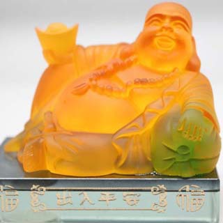 琉璃元宝枕头佛,福袋元宝招财卧佛,琉璃佛香水座,15-3C195