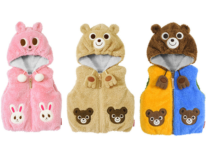 ihouse三色珊瑚绒纯棉里布卡通动物造型<em>马甲马</em>