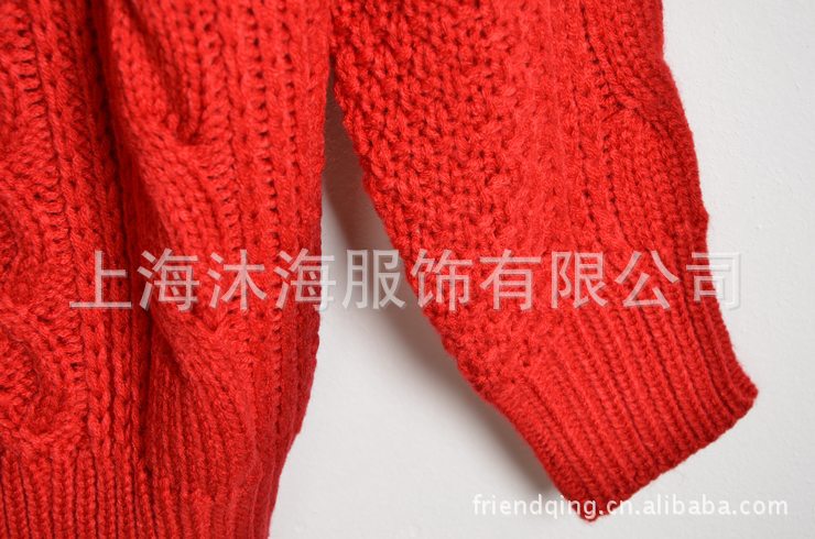 A2195 已下架 <em>复古</em>大<em>麻花编织</em>粗棒针长款女式