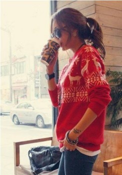 小鹿电脑编制花纹毛衣 韩版女装代理加盟网上