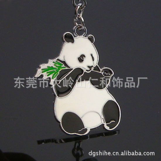 【K1007批发金属钥匙扣 时尚可爱滴油熊猫钥