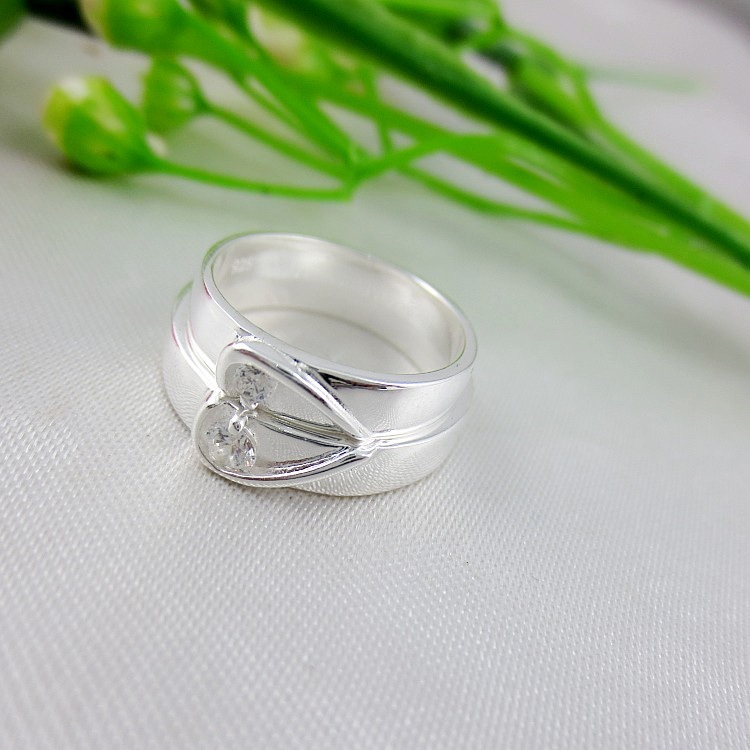 925纯银潮人爱心情侣对戒 纯银925戒指批发 500038