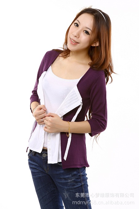 批发供应韩版女装春季假两件套<em>衬衫针织衫开衫</em>