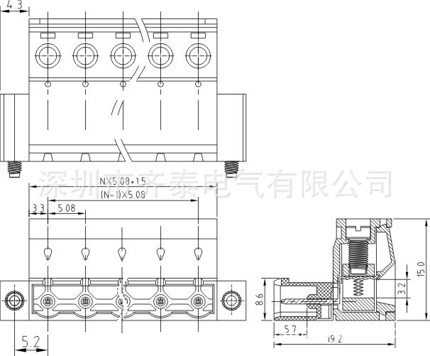 连接器-QPS-508F螺钉压接插拔式PCB接线端