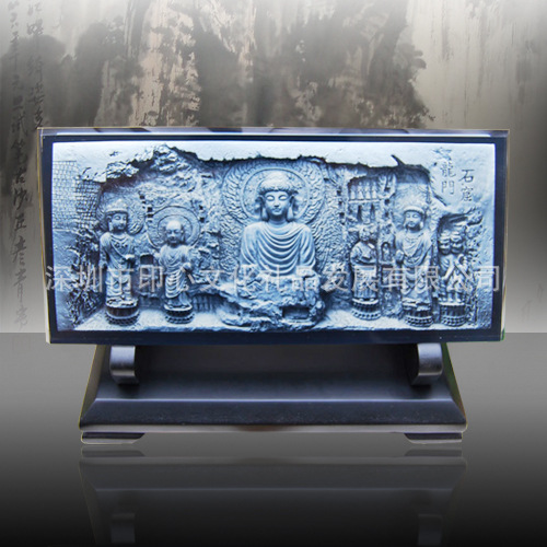 【最新深圳工艺礼品水晶浮雕虎头九龙摆件-全