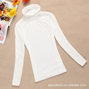 原单正品 女装 女式高领七分袖批发 堆堆领 打底衫 外贸原单高领