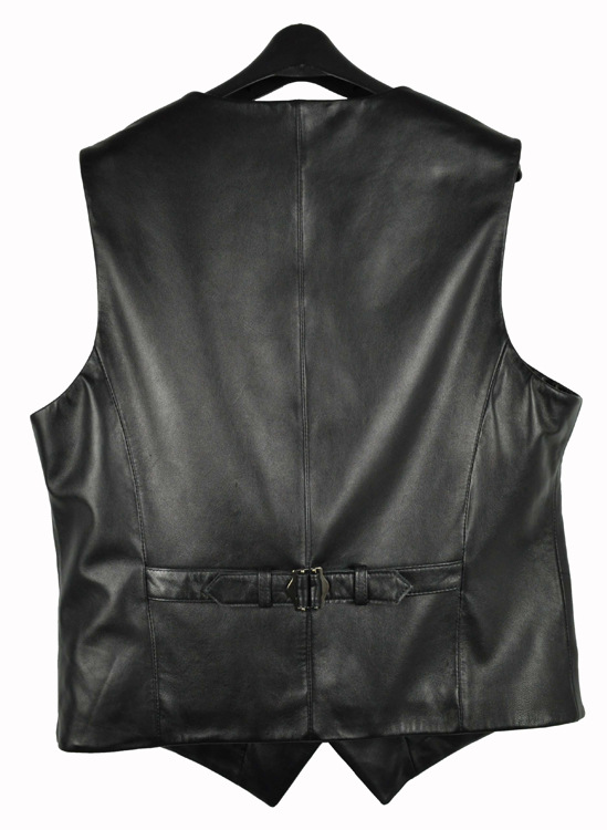 来自韩国 黑橙韩版<em>男士</em>真皮<em>皮马甲</em> 意大利山羊