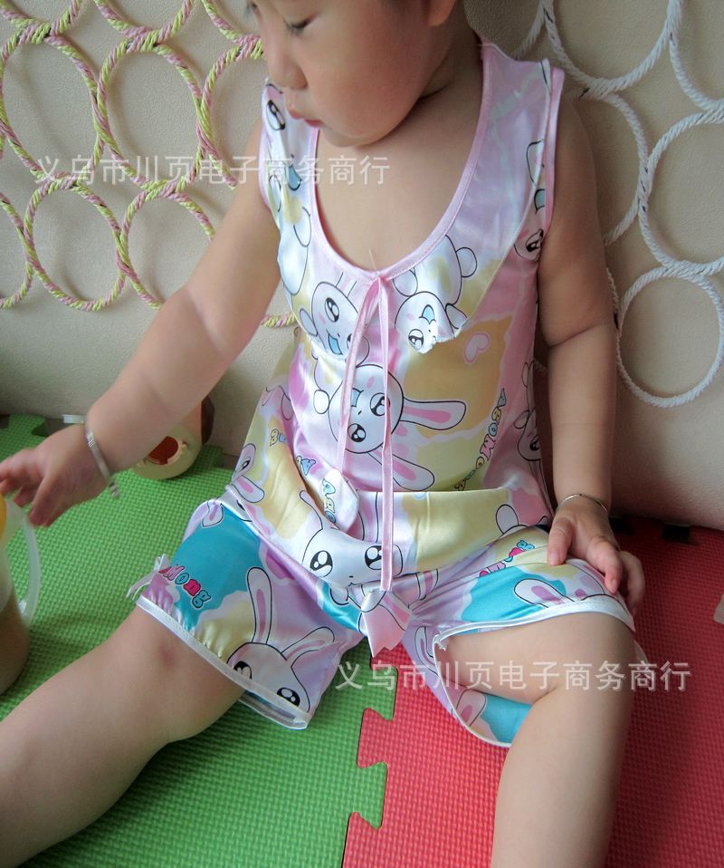 <em>童装</em>夏装<em>批发</em> 特价女童夏季仿真丝<em>睡衣</em>套装 无