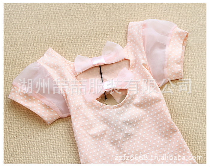 童装夏装新款 韩版热销<em>女童</em>圆点儿童短袖<em>T恤批</em>