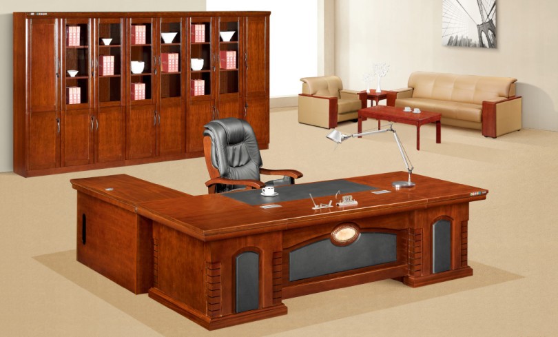 【办公家具 高档实木皮 大班台 现代总裁办公桌