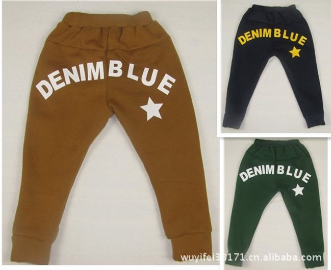 童装裤子韩版全棉<em>英文</em>男童裤女童裤儿童宝宝长