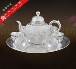 纯银工艺品.茶具.银茶具.纯银茶具.高工艺双凤翔舞茶具-龙凤图