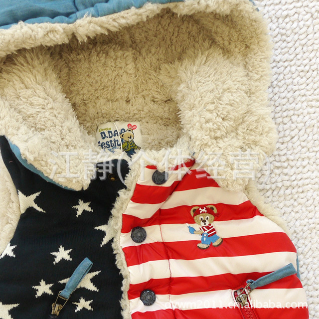 12外贸童装新款秋冬装paw in女童<em>男童</em>小熊连帽