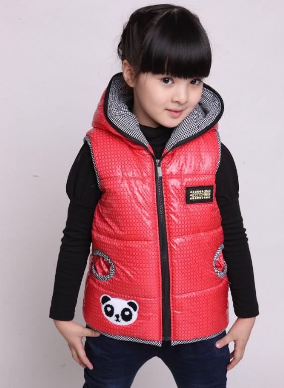 冬季新款 韩版可爱熊猫头绣花<em>棉马甲 厂家</em>直销
