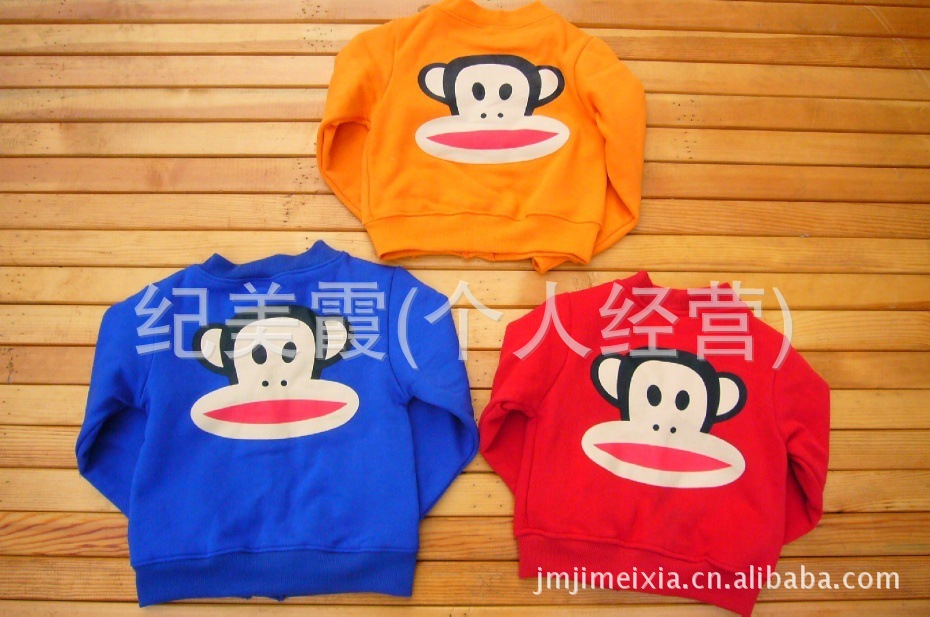 外贸童装 大嘴猴抓绒<em>开衫 童外套</em> 卫衣图片,外贸