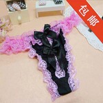 N1003黑色底 女士性感蕾丝蝴蝶结内裤 提臀丁字裤y25
