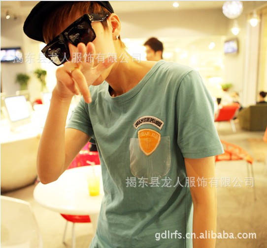 林弯弯lest威廉哈尼<em>帅哥</em>T恤<em>透明</em>口袋贴牌t恤男