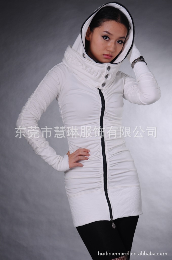 2012<em>秋季</em>新款 <em>女式</em>休闲修身个性衣领<em>长款外套</em>
