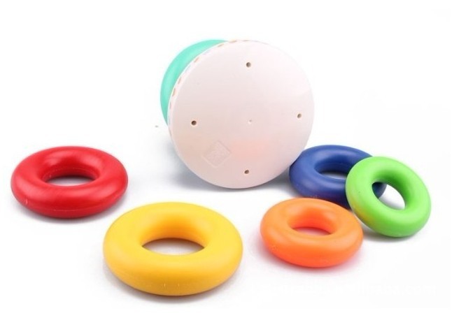 【W276 七彩套圈 音乐七彩虹塔环 带不倒翁功