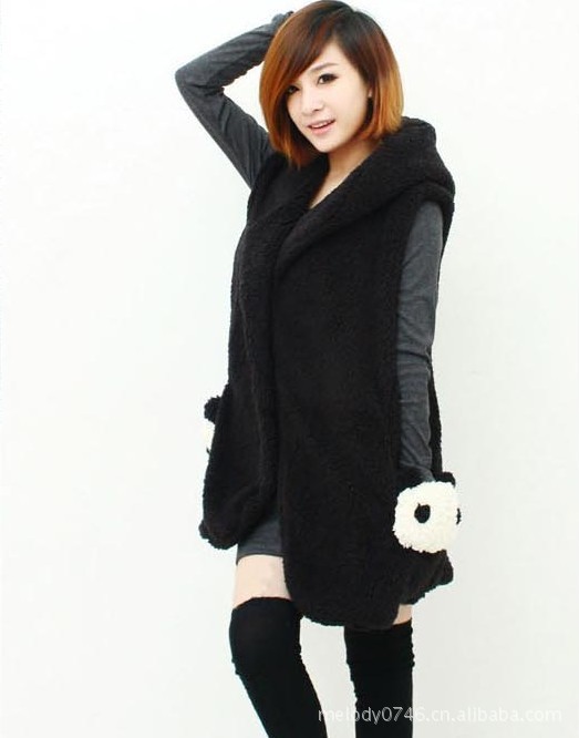 秋装新款 韩版女<em>马甲 背心</em> 保暖 可爱熊猫 女装