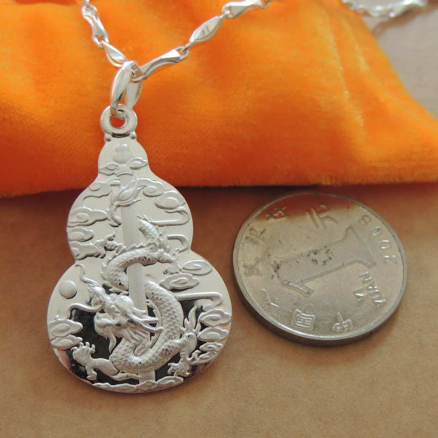 【盛兴纯银批发 S990纯银龙牌吊坠 纯银实心龙