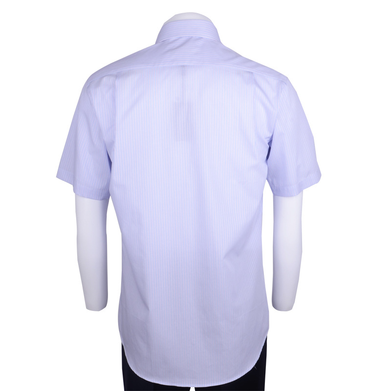 AOKEN专柜正品色织定染纯棉高支纱精梳棉超舒适蓝紫条男半袖衬衫