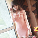 F849 2012春装新品女装 韩版蕾丝裹胸式拼接显瘦新春连衣裙