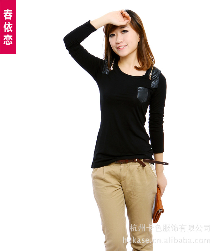 春依恋 2012春装新款休闲<em>女装 肩章</em>设计宽松大