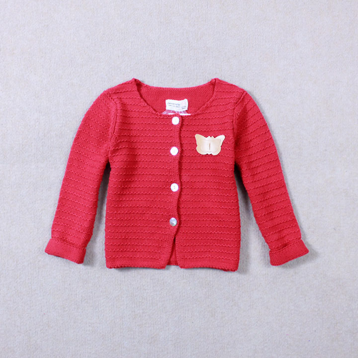 【z家女童<em>蝴蝶</em>装饰毛衣<em>开衫</em> <em>羊毛衫外套</em>2-8岁