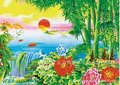 0大型光栅版画 大型客厅画 SF-021 鸳鸯戏水 _