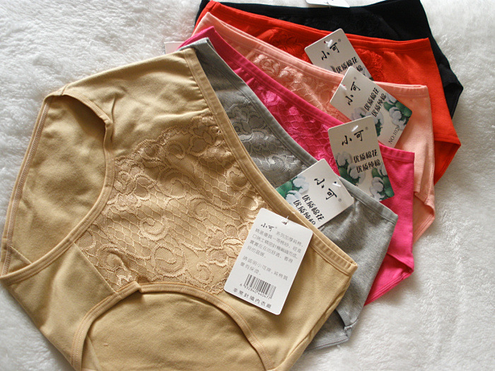 正品小可优质舒适<em>纯棉女内裤</em> 蕾丝<em>纯色</em>内裤全