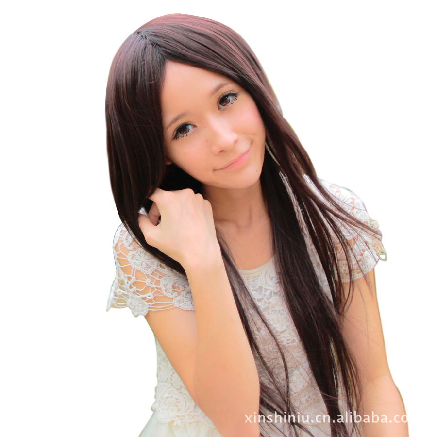 假发 长 直 蓬松 女生斜刘海可中分 长<em>直发型长</em>