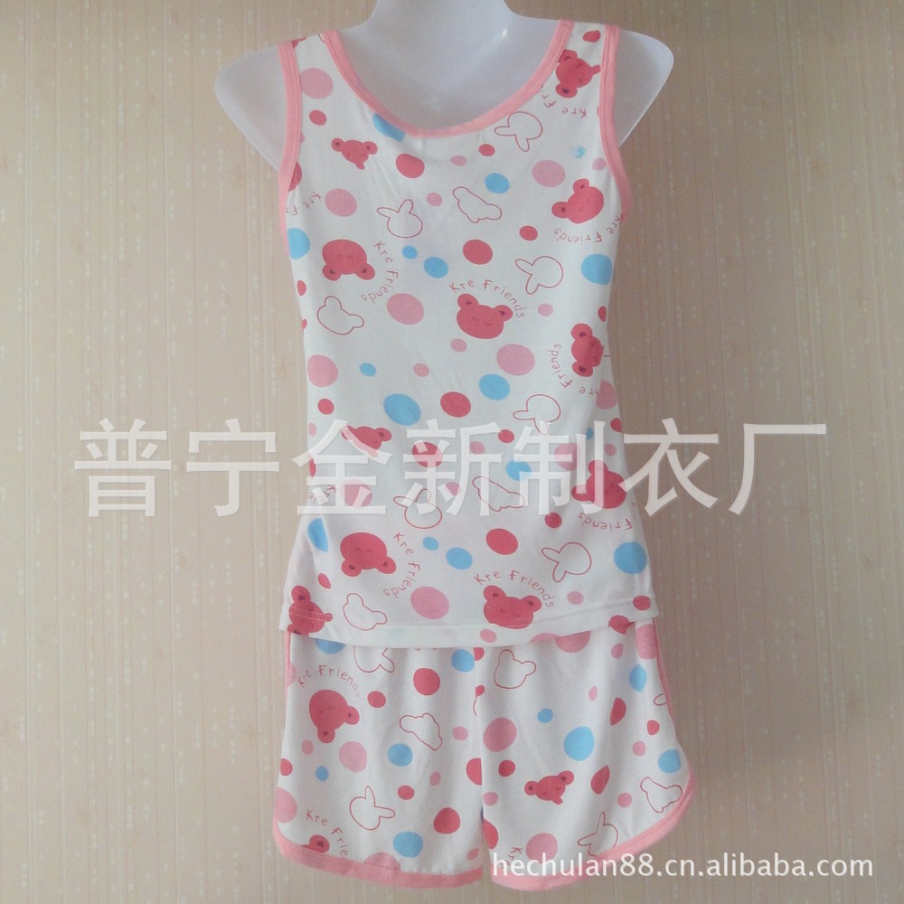 【<em>厂家直销</em> <em>批发纯棉睡衣</em> 可爱卡通头像少女背