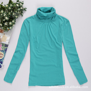 原单正品 女装 女式高领七分袖批发 堆堆领 打底衫 外贸原单高领