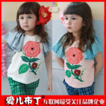 2012童装夏装 爱儿布丁 飞机袖 花朵 童T恤 童装批发