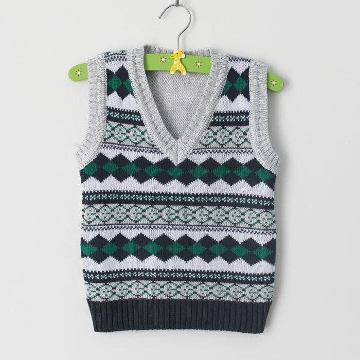 【童<em>毛衣背心</em>批发 <em>儿童毛衣坎肩</em> 彩<em>格子</em>9293】