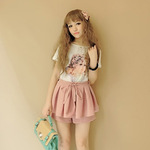 2012夏季新款 日系甜美天使小女孩印花圆领短袖T恤*Z9438