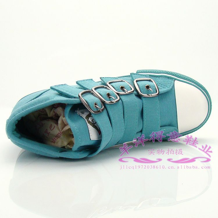 F189 步祥 秋季新款单鞋 高帮鞋魔术贴 女式帆