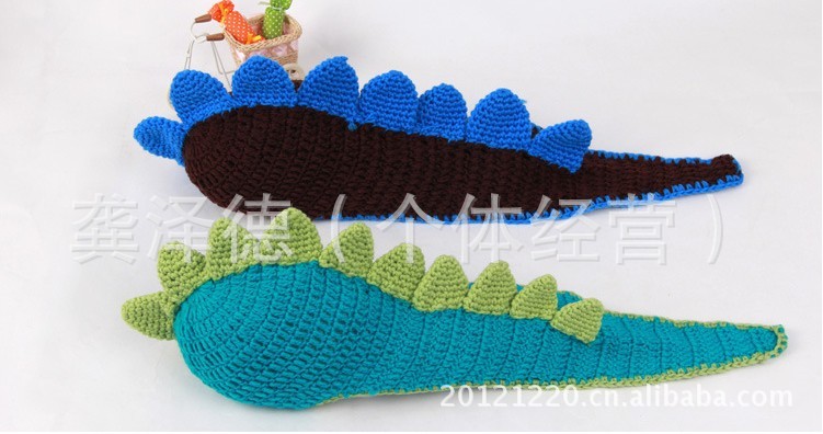 2012新款 手工编织恐龙帽子 婴儿连身帽 恐龙造