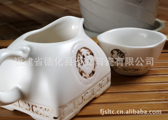 厂家直销 手工茶具 古龙茶壶 月白镂彩 定窑茶具