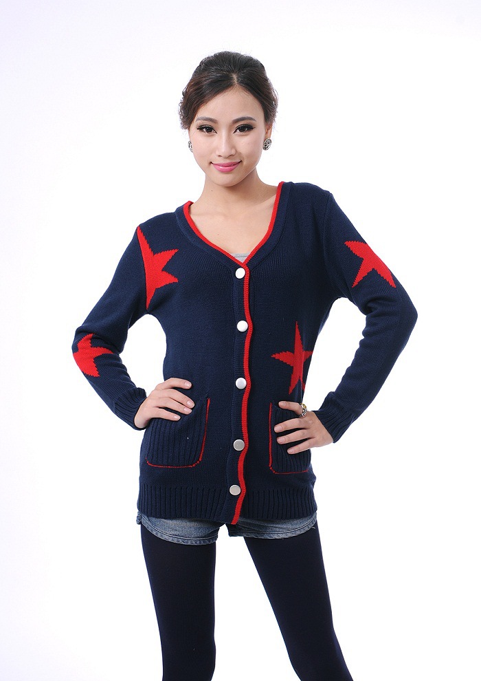 2012新款毛衣 星形针织<em>毛衫</em> 女装<em>开衫</em> 提花<em>女毛</em>