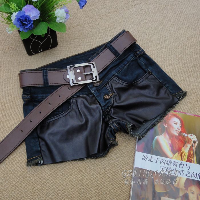 【冬款2012新款深色<em>牛仔短裤</em>打底靴裤热裤皮