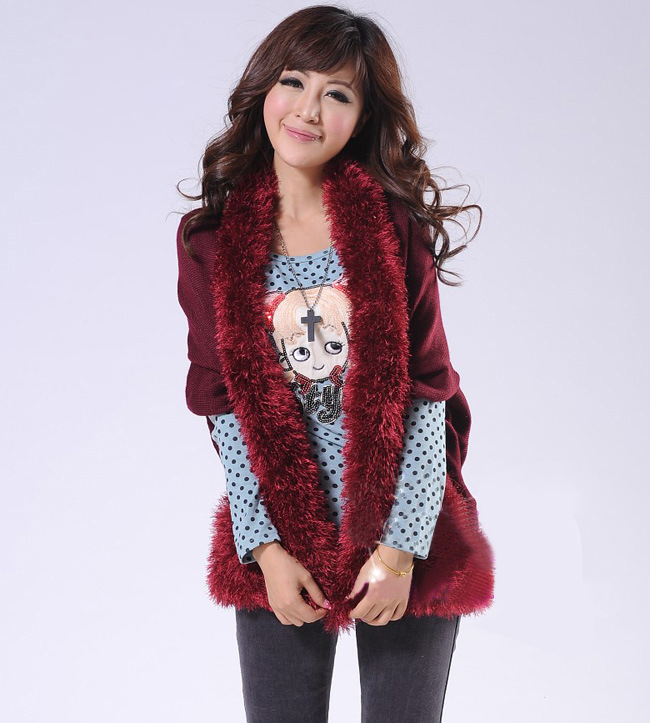 <em>批发</em>采购女式毛衣-毛领针织<em>开衫</em>蝙蝠衫 秋冬装