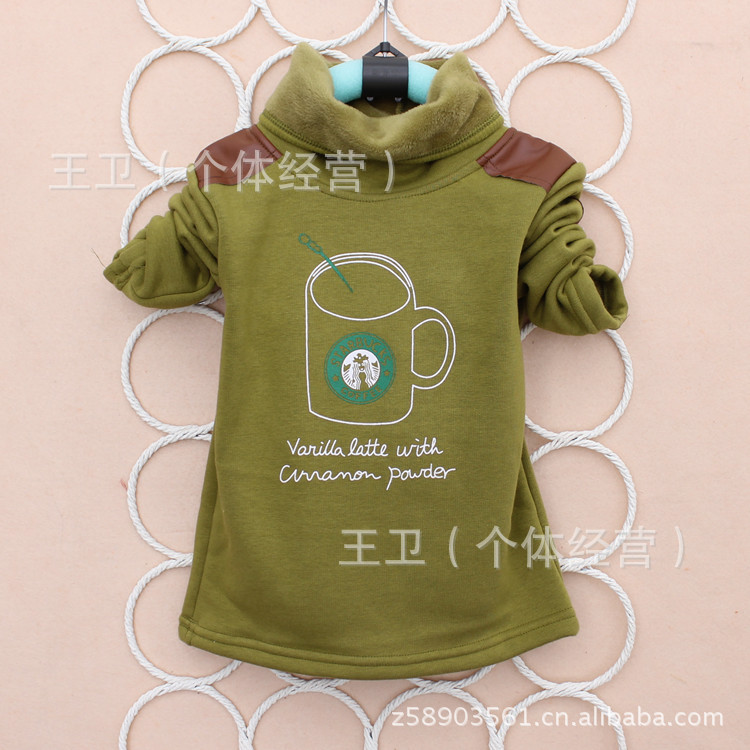 秋装新款韩版男童高领打底衫加绒打底衫童t恤