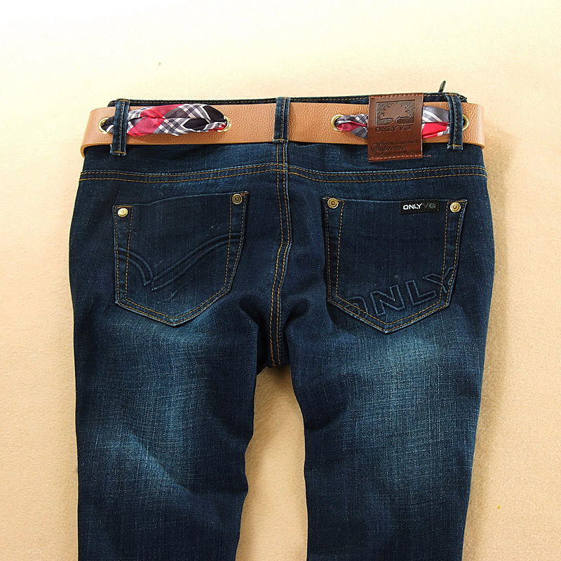 批发秋装<em>少女装外贸</em>正品格子腰带小脚休闲牛仔