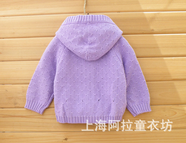 春秋款童装儿童全棉毛线衣女童连帽开衫宝宝毛衣/上衣