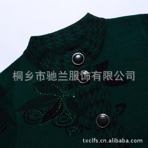 秋装新款女装中老年妈妈装七分袖烫钻花朵开衫外套羊毛衫羊绒衫 