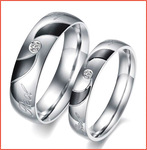 292 飾品一件批發 男女款式 創意對戒 鈦鋼情鋁戒指 黑色閃鑽指環
