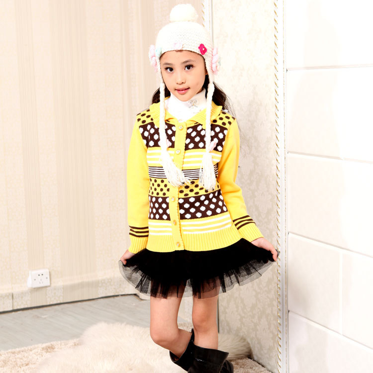 2012冬装新款 女童<em>毛衣</em> <em>圆点针织开衫</em>毛线衣 -