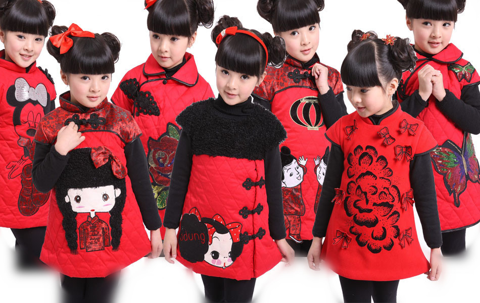 儿童<em>女童</em>新年装儿童演出服<em>棉衣</em>裙旗袍裙<em>女童</em>复